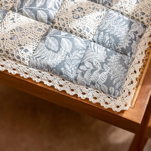 vctops Boho Patchwork Quilted Chair Cushions with Ties Cotton Linen