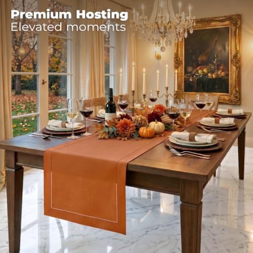 Signature LinenTM by D'Moksha, 100% Pure Linen Rust Table Runner 14 x