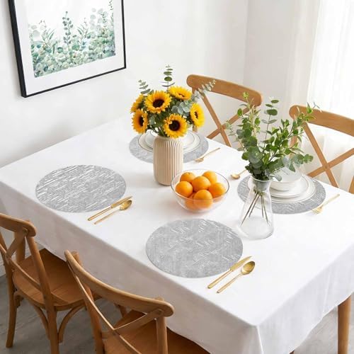 Minimalist Geometric Faux Leather Placemats Set of 6, 15in, Waterproof