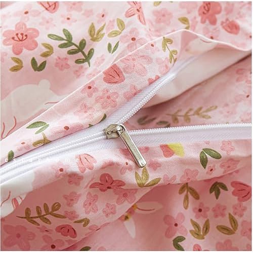 4 Piece Cotton Floral Bedding Set, Floral Bedding Duvet Cover Set