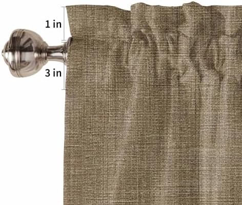 Vintage Brown Window Curtains 72 Inch Length, Farmhouse Retro Dark