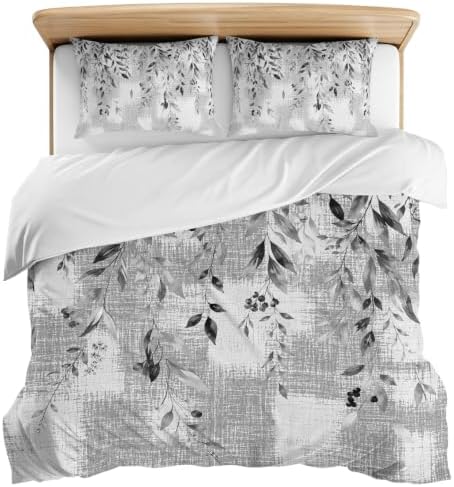 3 Pieces Bedding Set King Size, Rustic Botanical Soft Duvet Covers Set
