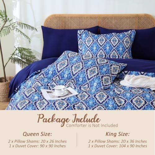 LONAVA King Paisley 3 Pcs Duvet Cover Set, Breathable Soft Microfiber
