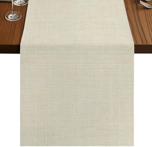 Beige Table Runner 72 Inch Long Dresser Scarves Cotton Linen