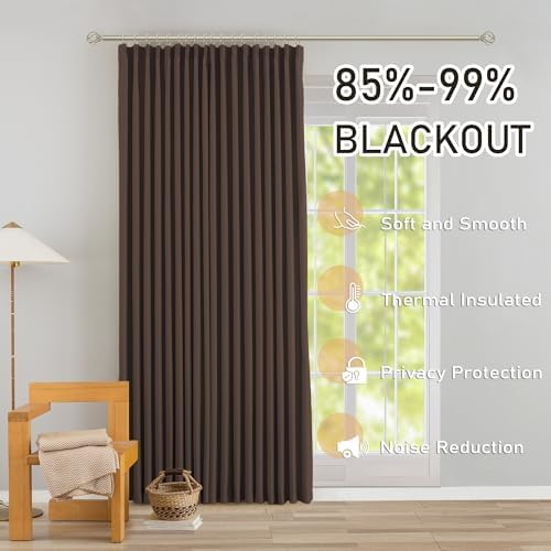 DONREN Brown Pinch Pleated Blackout Curtains with Hooks - 72 inch