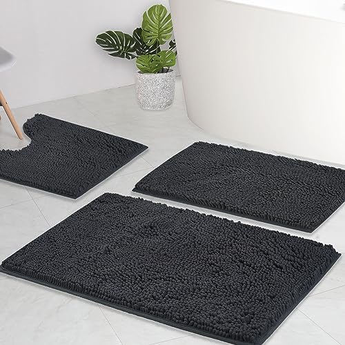 Bathroom Rugs Chenille Bath mat 3 Piece Set, Super Absorbent, Strong