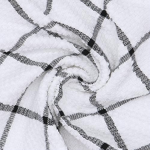 Cotton Dish Cloths, Dish Rags Set of 8, 12Inch x 12Inch,Black Plaid