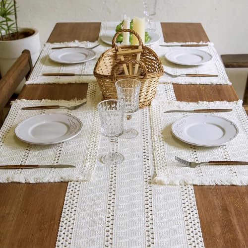 FunWheat Boho Cloth Placemats Set of 4 Farmhouse Natural Place Mats