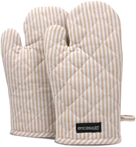 Encasa XO Oven Mitts, Heat Resistant Kitchen Gloves, Microwave