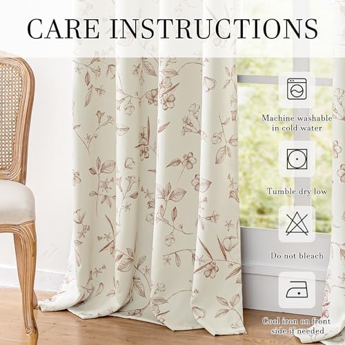 ChrisDowa 100% Blackout Floral Curtains 108 Inch Long 2