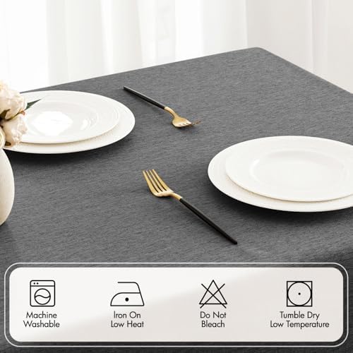 MIULEE Grey Rectangle Tablecloth with Decorative Cutouts 60x120 inch