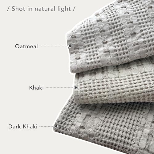 CozyTide King Size Quilt 110"x98",Khaki Cotton Waffle Weave