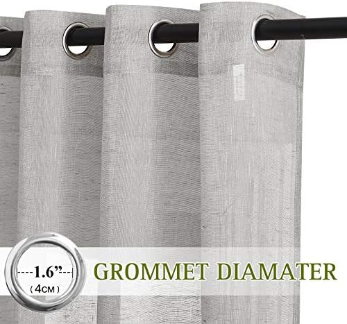 NICETOWN Linen Textured Semi Sheer Curtains 63 inches Length, Eyelet