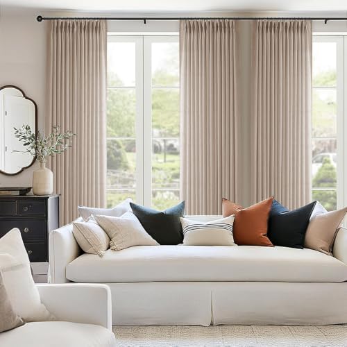 ANRODUO Birch White Pinch Pleated Linen Curtains 108 Inches Long 2