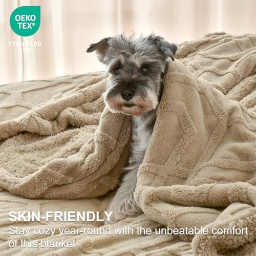 PHF Fluffy Sherpa Fleece Blanket King Size for Winter, Warm and Cozy