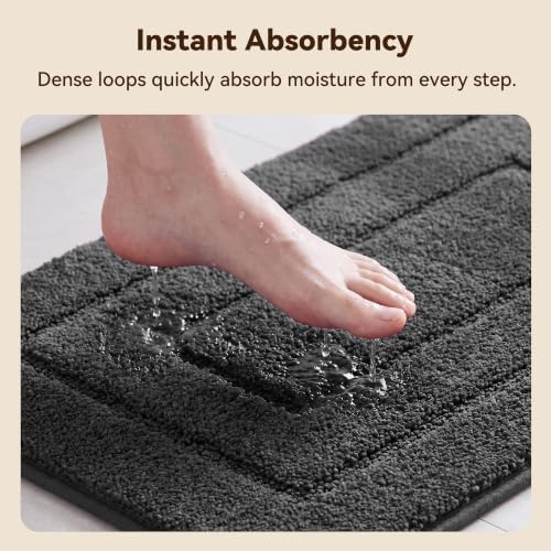 GRANNY SAYS Charcoal Gray Bathroom Rug 20" x 32", Non-Slip Bath Mat