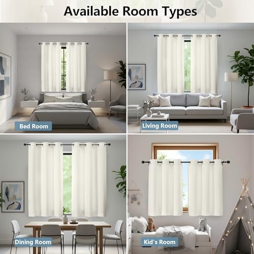 Chyhomenyc Ivory Curtains 84 Inches Long 2 Panels Set, Light Filtering
