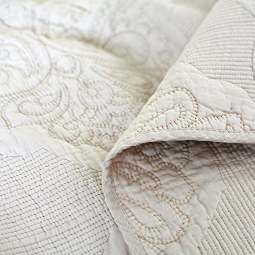 Brandream 6PC Beige Quilts Set Queen King Size Cotton Farmhouse