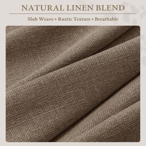 TWODRAPES 96 Inch Pinch Pleated Linen Curtains 2 Panels Set Light