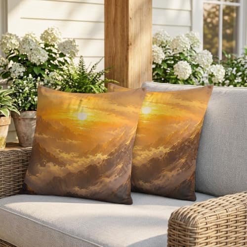 24 x 24 Pillow Covers Set of 2, Mountain Landscape Decorative Throw