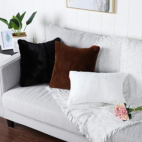 MANDIOO Pack of 2 Black Faux Fur Fuzzy Cozy Soft Decorative Throw