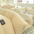 Full Size 4 PCS Duvet Cover Set, Polyester Sheet Set, Two Tone Solid