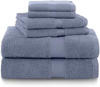 Martex 6-Piece 100% Ringspun Cotton Towel Set, Heather Blue