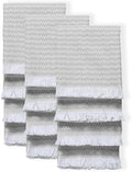 TWINY threads 12 Pack 100% Cotton Kitchen Towels, 16"x26" (Light Grey)