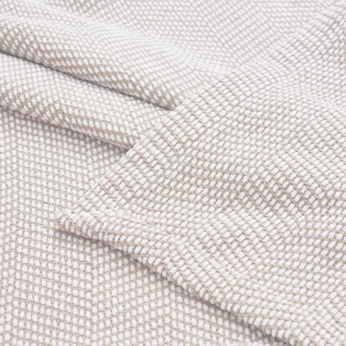 Chrisney Chenille Cotton Blanket, Soft Chevron Herringbone Woven