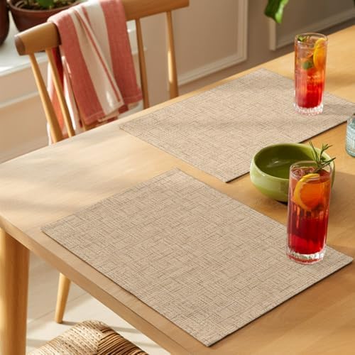 Round Placemats Set of 12 Minimalist Beige Place Mats Rustic Neutral