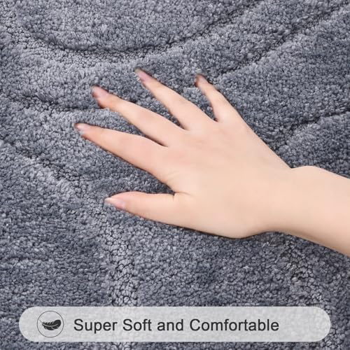 HEBE Bathroom Rugs Sets 3 Piece, Non Slip Washable Absorbent Bath Mat