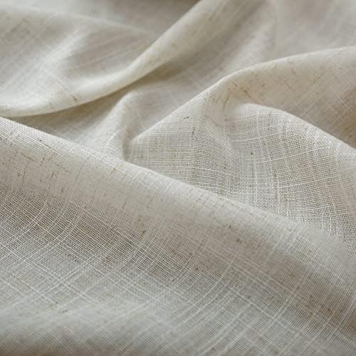 KOUFALL Tan Beige Bronze Grommet Linen Blend Sheer Curtains for Living