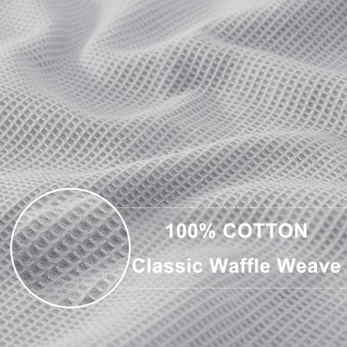 Homaxy 100% Cotton Waffle Weave Dish Cloths, 8 Pack, Light Grey