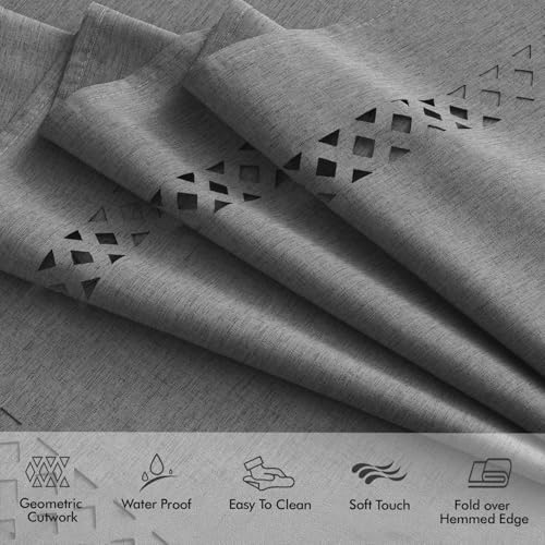 MIULEE Grey Rectangle Tablecloth with Decorative Cutouts 60x120 inch