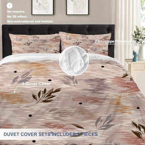 Batmerry Dot Leaf Queen Size 100% Cotton Duvet Cover Sets, Soft