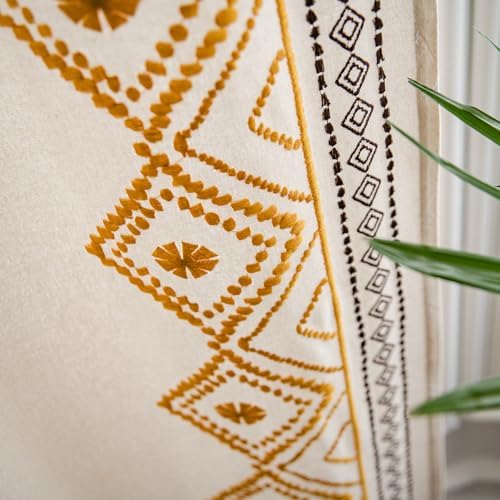 ColorBird Curtains for Living Room Ivory Light Filtering with Yellow