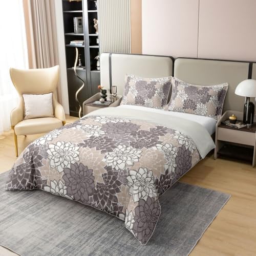 Feelyou Retro Floral Duvet Cover 100% Cotton Queen Size Hippie Flowers