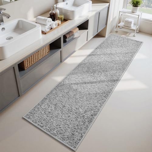 PADOOR Thin Bathroom Runner 24"x48", Braided Bath Mats for Bathroom