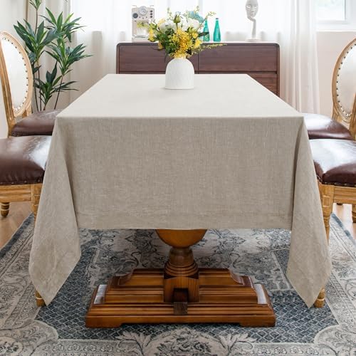 Linen World Linen Tablecloth,100% French Linen Natural Tablecloth 72"