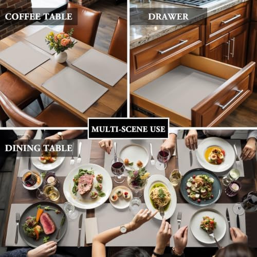 Light Grey Placemats Set of 8, Cotton Linen Fabric Place Mats, Modern
