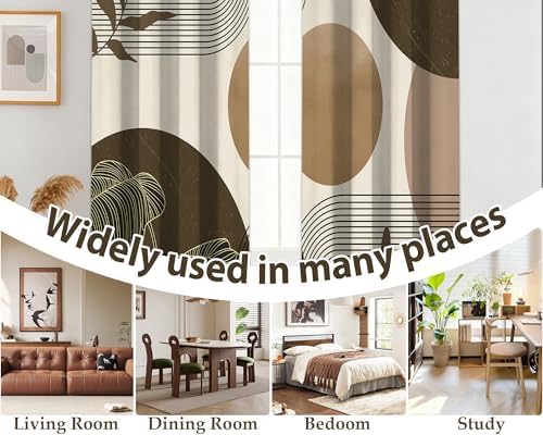 Brown and Beige Blackout Curtains, Light Brown Tan Taupe Boho Mid
