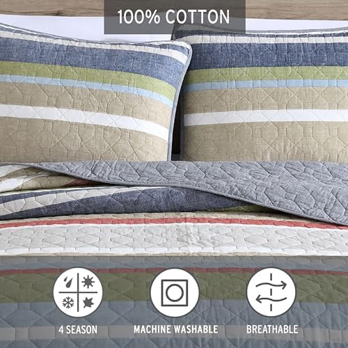 Eddie Bauer - Twin Quilt Set with Shams, Cotton, Reversible
