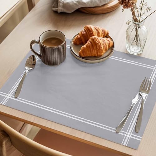 Cotton Linen Placemats for Dining Table Set of 8 Solid Color