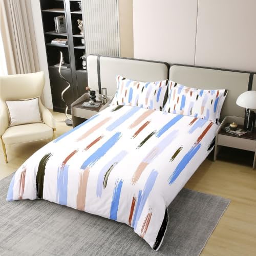 Manfei Geometric Stripe Kids Bedding Set King Size 100% Cotton,Simple