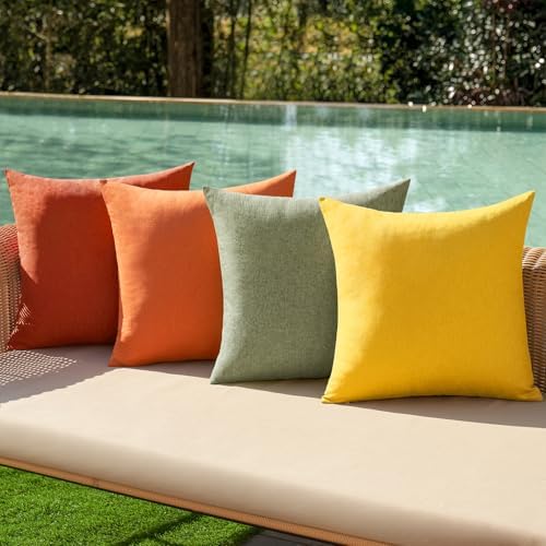 MIULEE Pack of 4 Decorative Outdoor Throw Pillow Covers Linen