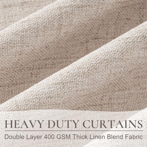 108 Inch Oatmeal Blackout Linen Pinch Pleated Curtains,2