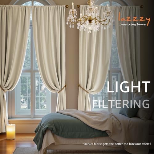 Lazzzy Ivory Velvet Extra Long Curtains 120 Inch Length Drapes for