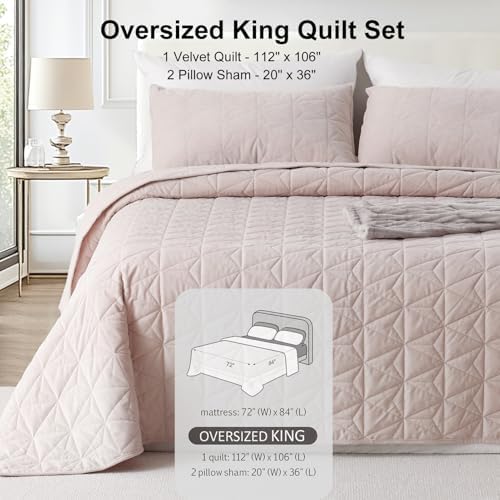 Corduroy Quilt Set Oversized King 112"x106", Lightweight All-Season
