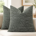 decorUhome Textured Woven Throw Pillow Covers 22x22 Set of 2 Olive