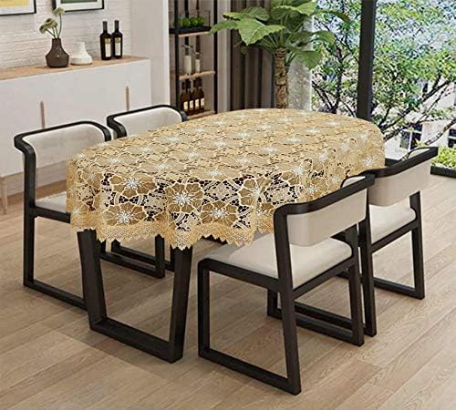 Simhomsen Beige Embroidered Lace Tablecloth for Dining Table 60 ×